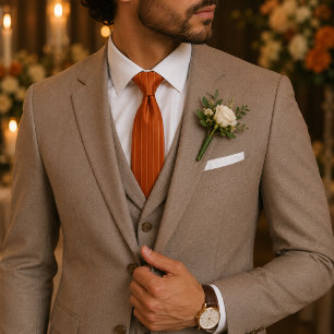 Verbrand Oranje Pinstripe Klassiek Koper Stropdas