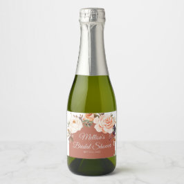 Verbrand oranje pompoen bloem Mini Sparkling Wijnetiket