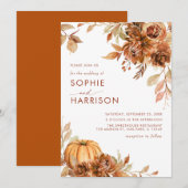 Verbrand Oranje Pompoen Herfst Bloemstuk Bruiloft Kaart (Voorkant / Achterkant)