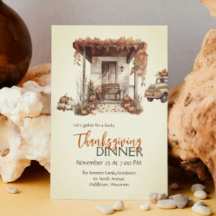 Verbrand Oranje Pompoen Truck Thanksgiving Kaart
