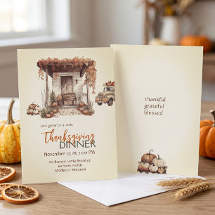Verbrand Oranje Pompoen Truck Thanksgiving Kaart
