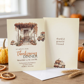 Verbrand Oranje Pompoen Truck Thanksgiving Kaart