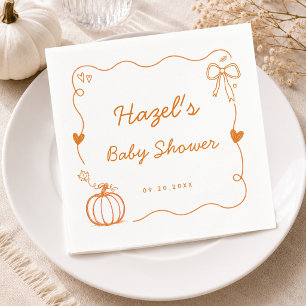 Verbrand Oranje Pompoen Whimsical Doodle Baby Borr Servet