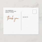 Verbrand Oranje Roest Bruiloft Foto Bedankt Postka Briefkaart (Achterkant)