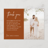 Verbrand Oranje Roest Bruiloft Foto Bedankt Postka Briefkaart (Voorkant)