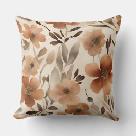 Verbrand Oranje Roest Bruin Beige Aquarel Bloem Kussen