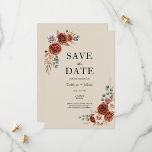 Verbrand Oranje Roos en Pampagras Sla de Datum Op Save The Date