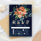 Verbrand Oranje Rozen Terracotta Bloem Navy Bruilo RSVP Kaartje
