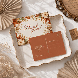 Verbrand Oranje Rustieke Herfstbladeren Huwelijk B Briefkaart