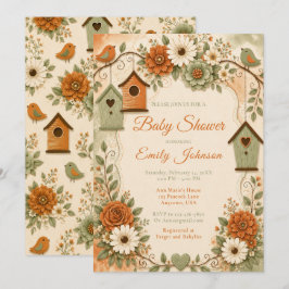 Verbrand Oranje Salie Groen Herfst Baby Shower Kaart