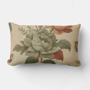 Verbrand Oranje Salie Groen Vintage Bloemendruk Kussen