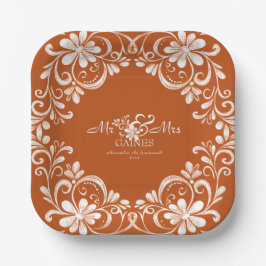 Verbrand Oranje Shabby Chic Mr & Mrs Trouwbord Papieren Bordje