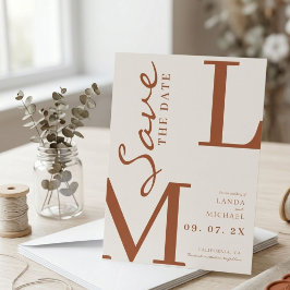 Verbrand Oranje stijlvol monogram trouwen Save The Date