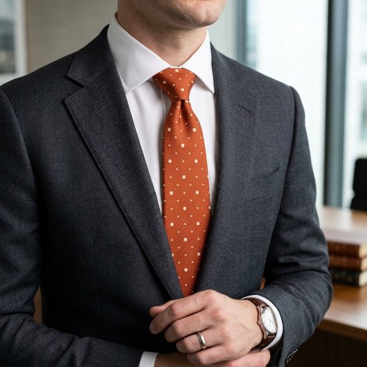 Verbrand Oranje Stippenpatroon Stropdas