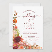 Verbrand Oranje Terracotta Boho Floral Wedding Kaart (Voorkant)