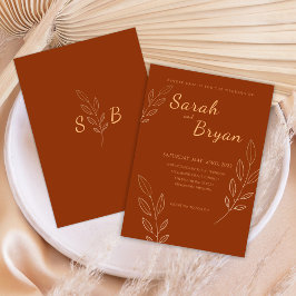 Verbrand Oranje Terracotta Monogram Boho Wedding Kaart