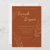 Verbrand Oranje Terracotta Monogram Boho Wedding Kaart (Voorkant)