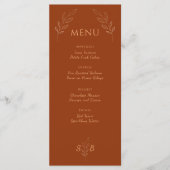 Verbrand Oranje Terracotta Monogram Boho Wedding Menu (Voorkant)