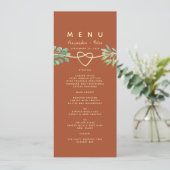 Verbrand Oranje Terracotta Trouwmenu Menu (Staand voorkant)