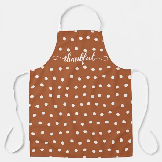 Verbrand Oranje Thankful Polka Dot Apron Schort (Voorkant)