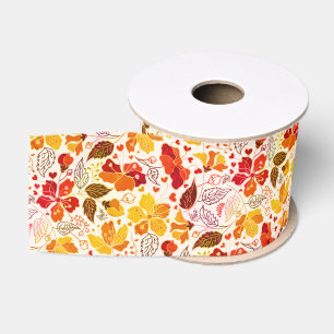 Verbrand Oranje Tropische Hibiscus Bloemen Bruilof Grosgrain Lint
