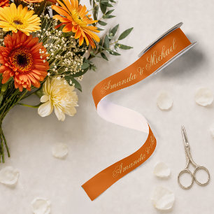 Verbrand Oranje Trouw Elegante Calligrafie Schrift Satijnen Lint