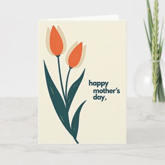 Verbrand Oranje Tulp Moederdag Kaart (Voorkant)