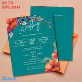 Verbrand Oranje Turquoise Bloemige Trouw Rustiek