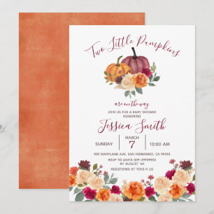 Verbrand Oranje Twee Kleine Pompoen Baby Shower Kaart