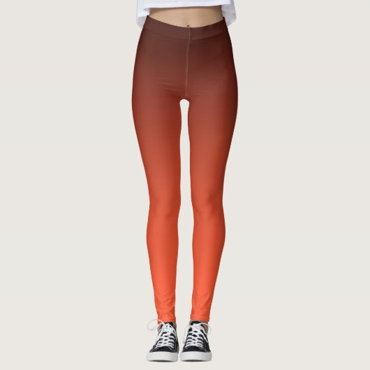 Verbrand Oranje Verloop  Warm Ombre Leggings (Voorkant)