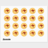 Verbrand Oranje Verlopen Silhouet van Kangoeroe Ronde Sticker (Vel)