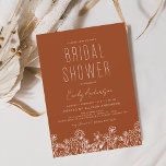 verbrand Oranje Vrijgezellenfeest van wilde bloeme Kaart<br><div class="desc">Minimalistisch Wildflower Line Art Burnt Oranje Boho Terracotta Elegant and Modern Script Vrijgezellenfeest for Autumn (Herfst),  Winter,  Spring of Summer Invitations - omvat prachtige en elegante scripttypografie voor de speciale Bride die voor de huwelijksfeestdag moet zijn.</div>