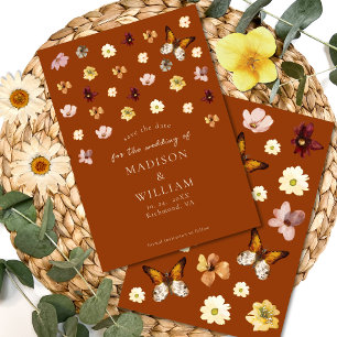 Verbrand Oranje Wilde Bloem Boho Bewaar de Datum K Save The Date