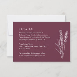 Verbrand Oranje Wilde Bloem Bruiloft Details Bijla RSVP Kaartje