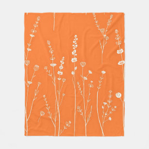 Verbrand Oranje Wilde Bloem Minimalistisch Patroon Fleece Deken