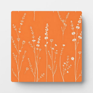 Verbrand Oranje Wilde Bloem Minimalistisch Patroon Fotoplaat