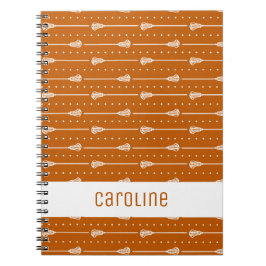 Verbrand Oranje Wit Sticks en Stippellijnen Patroo Notitieboek