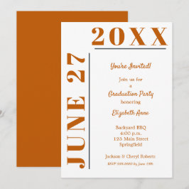 Verbrand Oranje Witte Afstudeerfeest Kaart