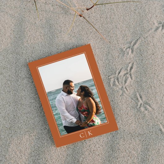 Verbrand Oranje Zeester Monogram Foto Save The Date