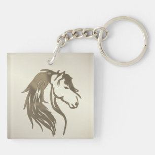 Verbrand Platina Paardenhoofd Sleutelhanger