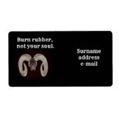 Verbrand rubber, niet je ziel. Gepersonaliseerd Etiket (Voorkant)