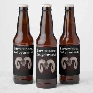 Verbrand rubber niet je ziel. Persoonlijk Bier Etiket