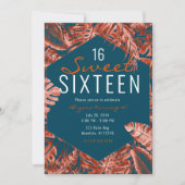 Verbrand Sienna & Blauwgroen Tropisch Palm Leaves  Kaart (Voorkant)