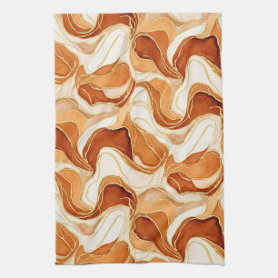 Verbrand Sienna Goud Marmer Abstract Vloeistof Theedoek
