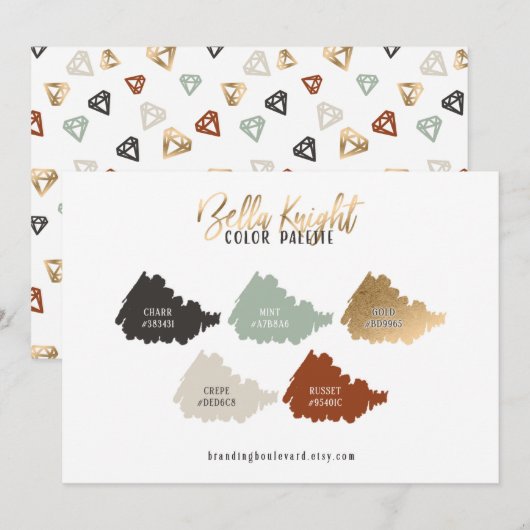 Verbrand Sienna Groen Beige & Goud Kleurenpalet Ka Kaart (Voorkant / Achterkant)