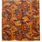 Verbrand sinaasappel 3D Bloemen Douchegordijn (Voorkant)