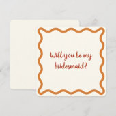 Verbrand Sinaasappel 70s Retro Bruidsmeisje Voorst Kaart (Voorkant / Achterkant)