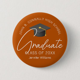 Verbrand Sinaasappel Afstuderen Custom 2025 Gradua Ronde Button 5,7 Cm