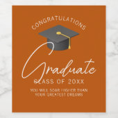 Verbrand Sinaasappel Afstuderen Custom 2025 Gradua Wijn Etiket (Enkel label)