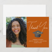 Verbrand Sinaasappel Afstuderen Foto Aangepast Afs Bedankkaart (Voorkant / Achterkant)